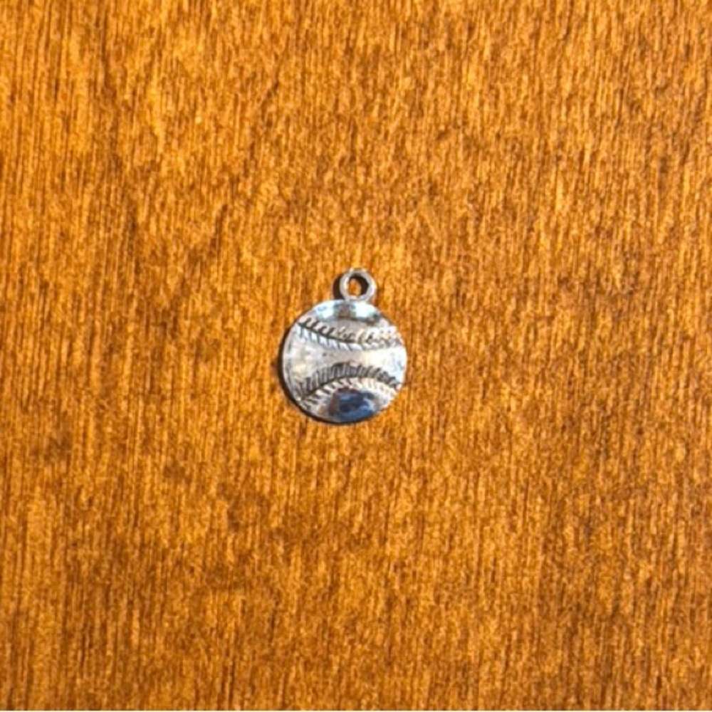Silver Softball Pendant Charm